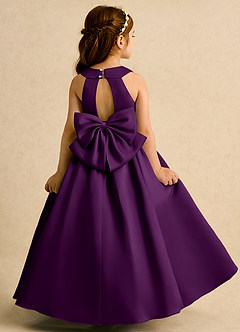 Azazie Daisies Abiti da Ragazza di Fiori Abito Principessa in Raso Opaco Fiocco Uva image7