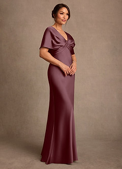 Azazie Dosia Suknie dla Matki Panny Młodej Osłona Pofałdowany Satyna elastyczna Długość podłogi Sukienka image2