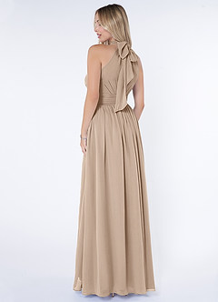 Azazie Iman Bridesmaid Dresses Taupe A-Line A-Line Ruched Chiffon Dress image5