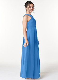 Azazie Kaleigh Junior Blue Jay A-Line Pleated Chiffon Dress image5