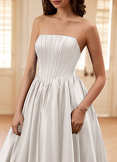 Seraphina Blanc Robe de bal en satin à corset baleiné trapèze image5