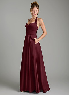 Azazie Tenaya Brautjungfernkleider Eine Linie Herzausschnitt Stretch-Satin Kleid Cabernetrot image5