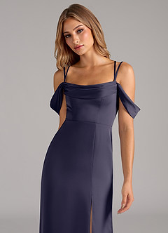 Azazie Callan Final Sale Stormy A-Line Pleated Stretch Satin Convertible Dress image6