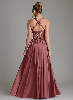 Azazie Francis 신부 들러리 드레스 A라인 코르셋 스트레치 새틴 바닥 길이 드레스 image2