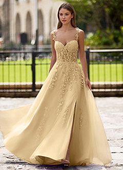 Dreamscape Champagne A-line Prom Dress image4