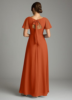 Azazie Kimber Bridesmaid Dresses Burnt Orange A-Line Flounce Sleeve Chiffon Dress image3