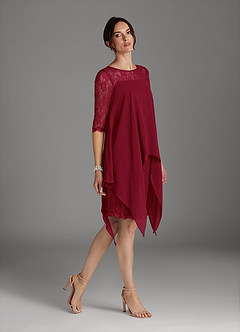 Azazie Flo Kleider für die Brautmutter A-Linie Spitze Chiffon Kleid Burgunderrot image3
