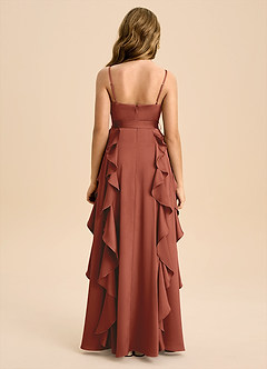 Azazie Peyton Junior Auburn A-Line Pleated Stretch Satin Dress image2