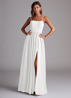 Azazie Calianna Bridesmaid Dresses White A-Line Off the Shoulder Chiffon Convertible Dress image1