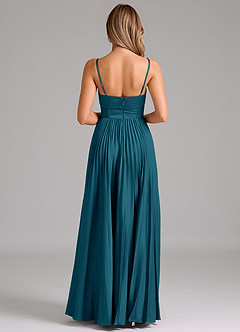 Azazie Tyla Robes de demoiselle d'honneur Robe Trapèze en Satin extensible Encolure en Forme de Cœur Bleu Encre image2