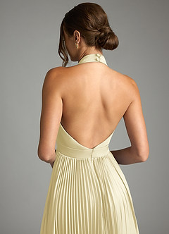 Azazie Zienna Brautjungfernkleider A-Linie Plissee Stretch-Satin Kleid Zitronensorbet image7