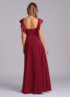 Azazie Leilani Bridesmaid Dresses Burgundy A-Line Pleated Chiffon Dress image2