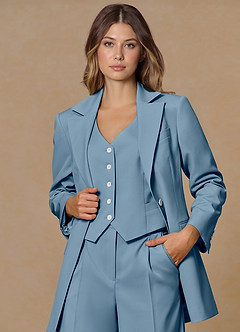 front Rowan Light Blue Refined Weave Performance 3-Piece Suit