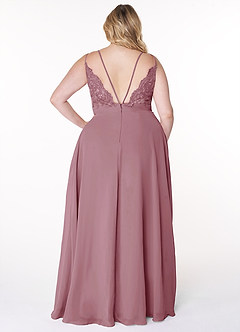 Azazie Lennon Bridesmaid Dresses Vintage Mauve A-Line Lace Chiffon Dress image8