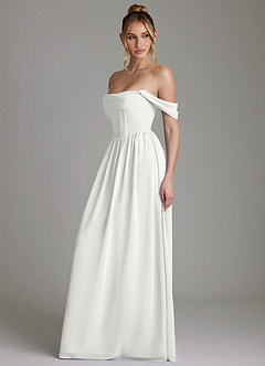 Azazie Caterina Bridesmaid Dresses White A-Line Corset Chiffon Dress image9