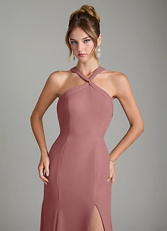 Azazie Rue Bridesmaid Dresses Desert Rose A-Line Halter Chiffon Dress image3