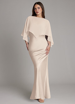 Azazie Ambra Bridesmaid Dresses White Alabaster Mermaid Pleated Stretch Satin Dress image1