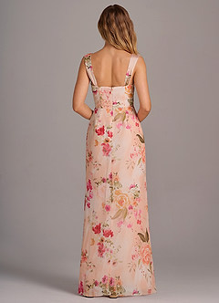 Azazie Denice Brautjungfernkleider Etui Gefaltet Chiffon Kleid Abstrakter Blumenstrauß image2