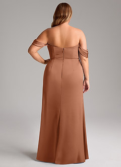Azazie Saige Jurken voor bruidsmeisjes Jurk van Stretch Satijn met Kolom Off the Shoulder Bronzeertint image12