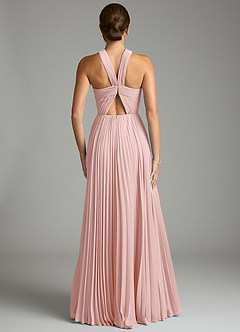 Azazie Afra Abiti da Damigella Abito A-Line in Chiffon Plissettato Rosa Cipria image4