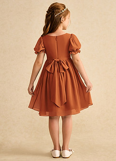 Azazie Jolie Flower Girl Dresses Cinnamon A-Line with Sleeves Chiffon Dress image2