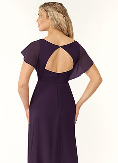 Azazie Rylee Bridesmaid Dresses Plum A-Line Pleated Chiffon Dress image2