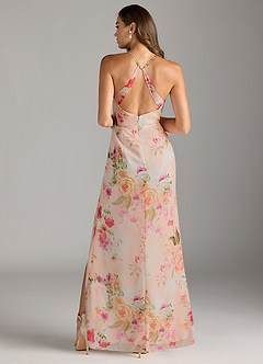 Azazie Becca Abiti da Damigella Abito Tubino in Chiffon con Scollo a V Abstract Bouquet Floral image2