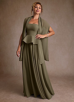 Azazie Josabeth At-home Try On Dresses Dark Navy A-Line Pleated Chiffon Dress image2