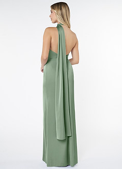 Azazie Kaylani Bridesmaid Dresses Matcha Mermaid High Neck Stretch Satin Dress image2
