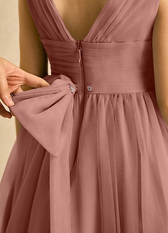 Azazie Macaron Flower Girl Dresses Cedar Rose A-Line Pleated Tulle Dress image6