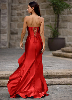 Siren Red Mermaid Prom Dress image2