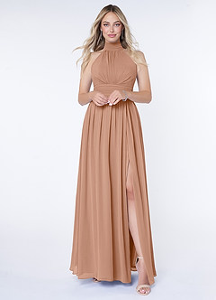 Azazie Iman Abiti da Damigella Abito A-Line in Chiffon A-Line con Increspature Champagne Rosa image1