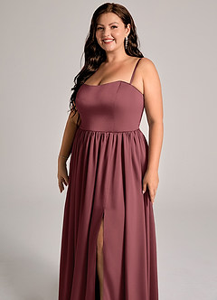 Azazie Calianna Brautjungfernkleider Wandelbar A-Linie Schulterfrei Stretch-Satin Kleid Merlot image6