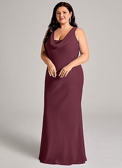Azazie Rylina Bridesmaid Dresses Cabernet Mermaid Pleated Chiffon Dress image9