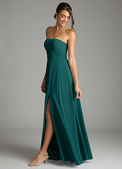 Azazie Tamira Suknie dla druhen Linia A Pofałdowany Szyfon Do ziemi Sukienka image3