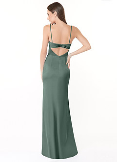Azazie Leonis Bridesmaid Dresses Sea Moss Mermaid Pleated Stretch Satin Convertible Dress image3