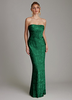 Azazie Viv Bridesmaid Dresses Evergreen Jacquard Sheath Strapless Jacquard Dress image3