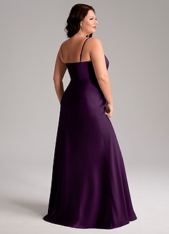 Azazie Lidia Vestidos de damas de honor Vestido de Uva de Satén Elástico de Corte Sirena con Corte Lateral image6