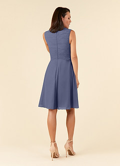 Azazie Theron Mother of the Bride Dresses A-Line V-Neck Pleated Chiffon Knee-Length Dress image2