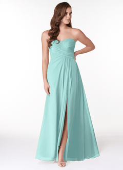 Azazie Arabella Allure Bridesmaid Dresses Aqua A-Line Sweetheart Neckline Chiffon Convertible Dress image1