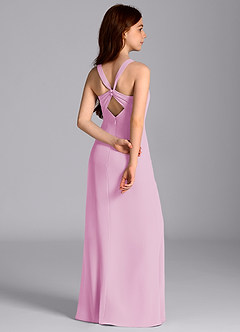 Azazie Mero Junior Vestido de Rosa Caramelo de Gasa de Corte Sirena con Plisado image7