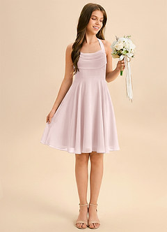 Azazie Kady Junior Blushing Pink A-Line Sweetheart Neckline Chiffon Dress image3