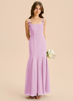 Azazie Evey Junior Abito Sirena in Chiffon Plissettato Rosa Confetto image4