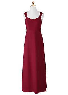 Azazie Denice Junior Burgundy A-Line Chiffon Dress image8