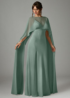 Azazie Stefania Robes de demoiselle d'honneur Robe Trapèze en Satin extensible Sauge D'argent image3