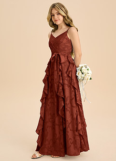 Azazie Peyton Junior Klä av A-Line i Blommig Utbrändhet Plisserad image5