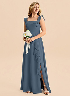 Azazie Nori Junior Neptune A-Line Ruched Chiffon Dress image4