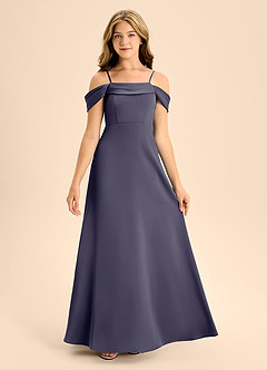 Azazie Anselie Junior Stormy A-Line Off the Shoulder Stretch Satin Dress image7