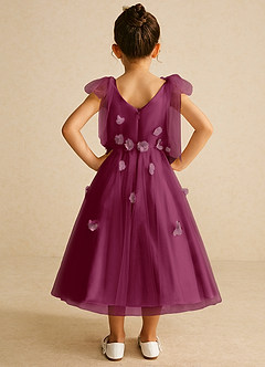 Azazie Minia Jurken voor bloemenmeisjes A-Lijn Jurk van Mat Satijn Boog Moerbei image6