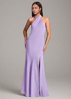 Azazie Lorena Bridesmaid Dresses Lilac Mermaid Pleated Chiffon Dress image4